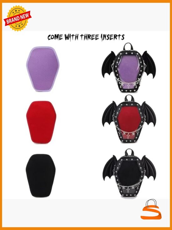 Gothic Coffin Shape Ita Backpack with Removable Insert for Pins main image 6